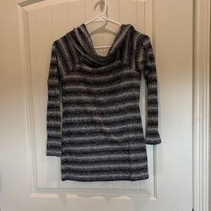 Vince Camuto Black and Gray Cowl Neck Sweater